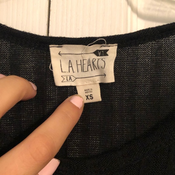 LA Hearts Pacsun Black Cold Shoulder Sheer Top - Picture 3 of 4